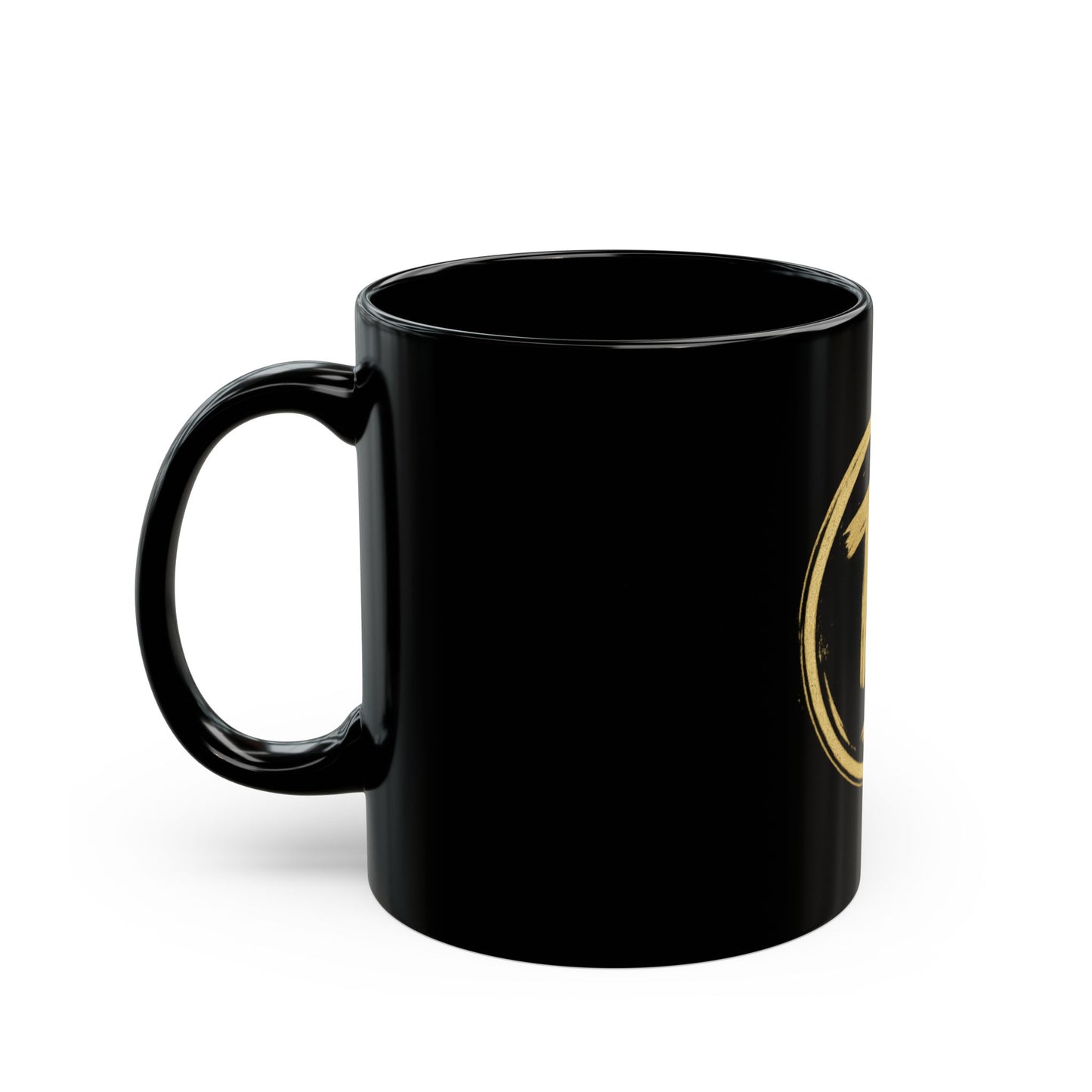 Gold Brushstroke TT Logo Black Coffee Mug (11oz, 15oz)