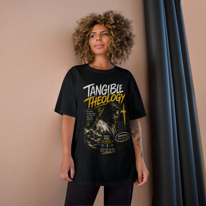 Tangible Theology T-Shirt — Christian Faith Graphic Tee with Cross & Jesus Design